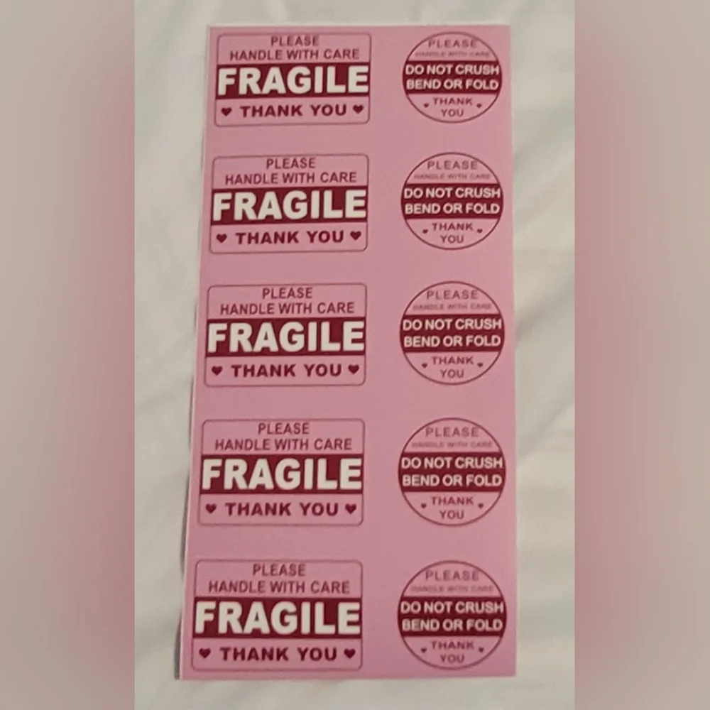 New 30 Handle with Care Fragile Thank You Shipping Stickers lot NWOT